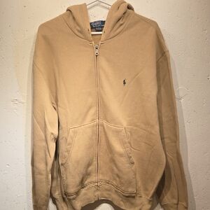 Polo Ralph Lauren Men's Beige Zip-Up Hoodie (Large)